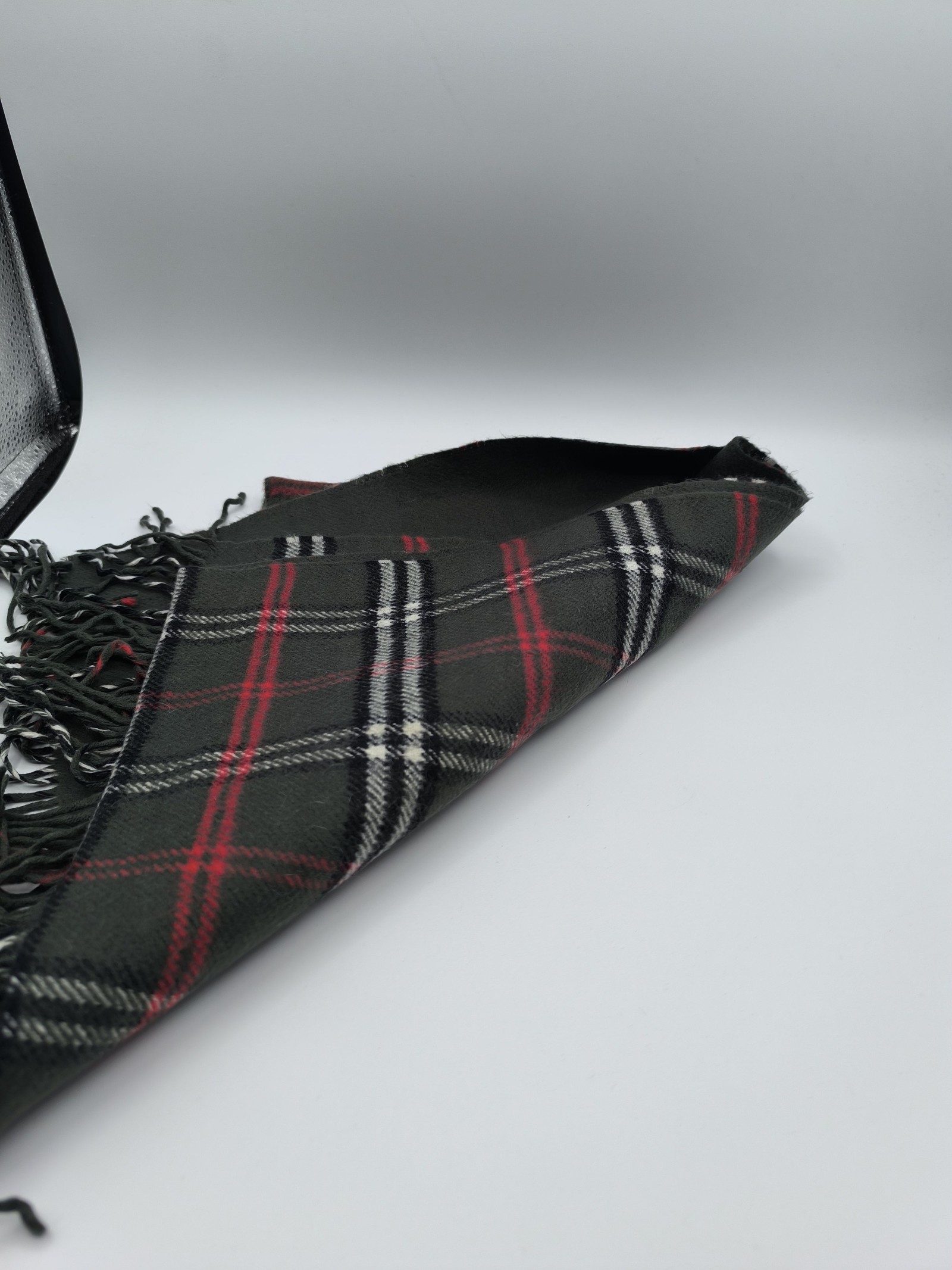 Burberry Green & Red Tartan Lambswool Scarf image 5