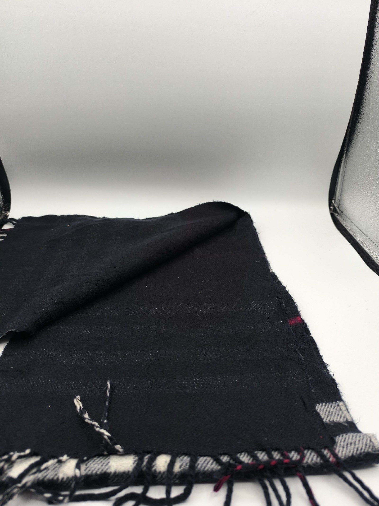 Burberry Black & White & Red Check Lambs Wool Scarf image 3