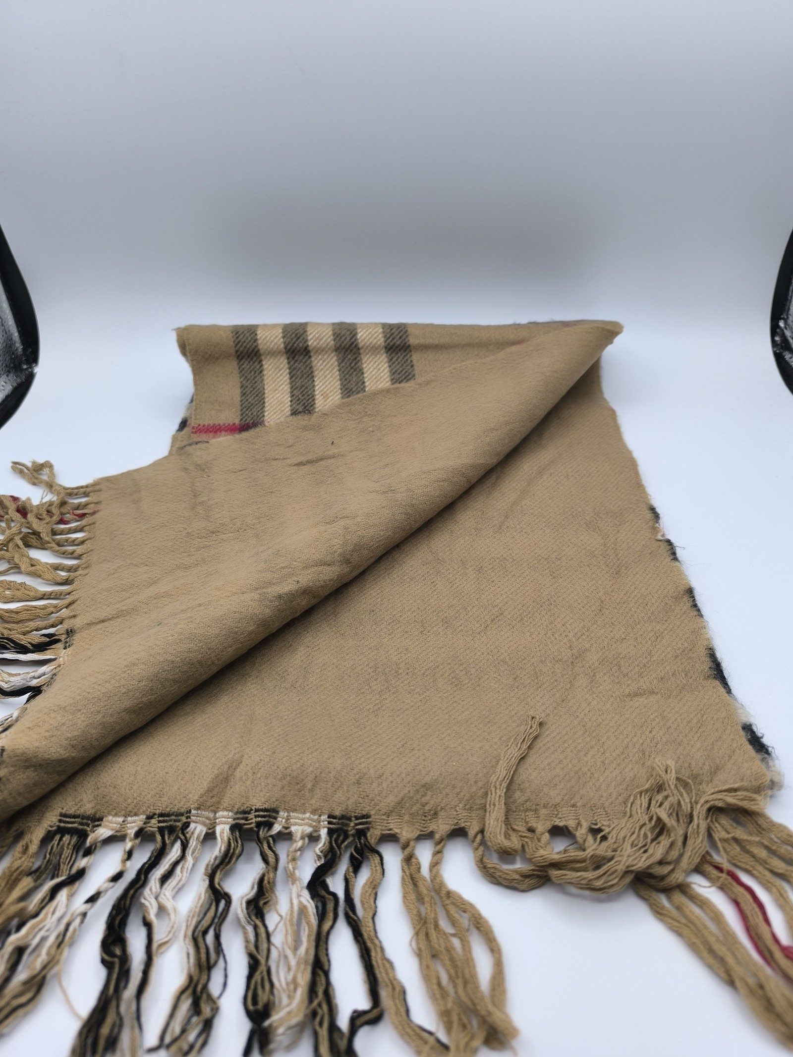 Burberry Beige & Black Lambs Wool Classic Check Scarf image 3