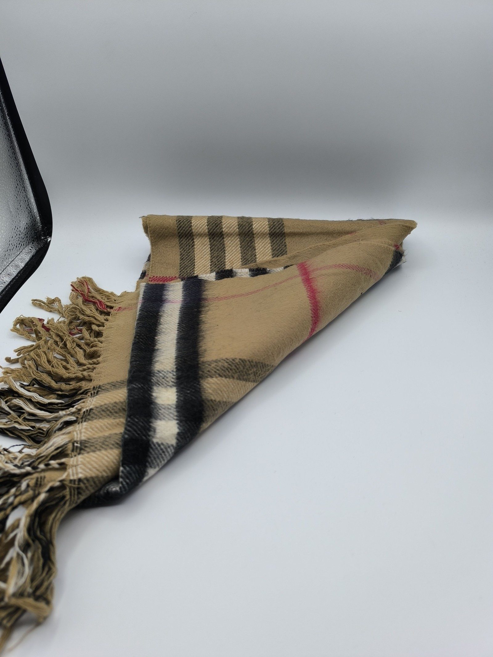 Burberry Beige & Black Lambs Wool Classic Check Scarf image 5