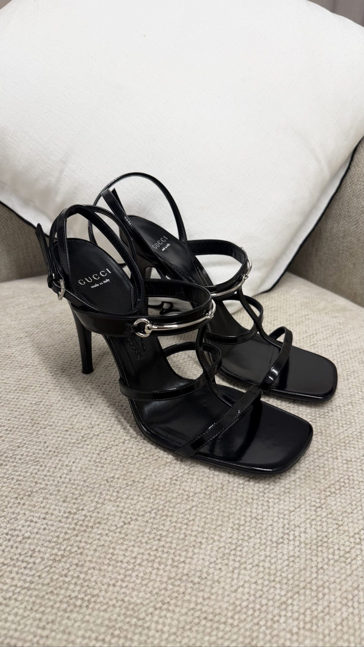Gucci Horsebit Strappy Sandals — Black Leather with Silver Hardware, EU 39.5 image 2