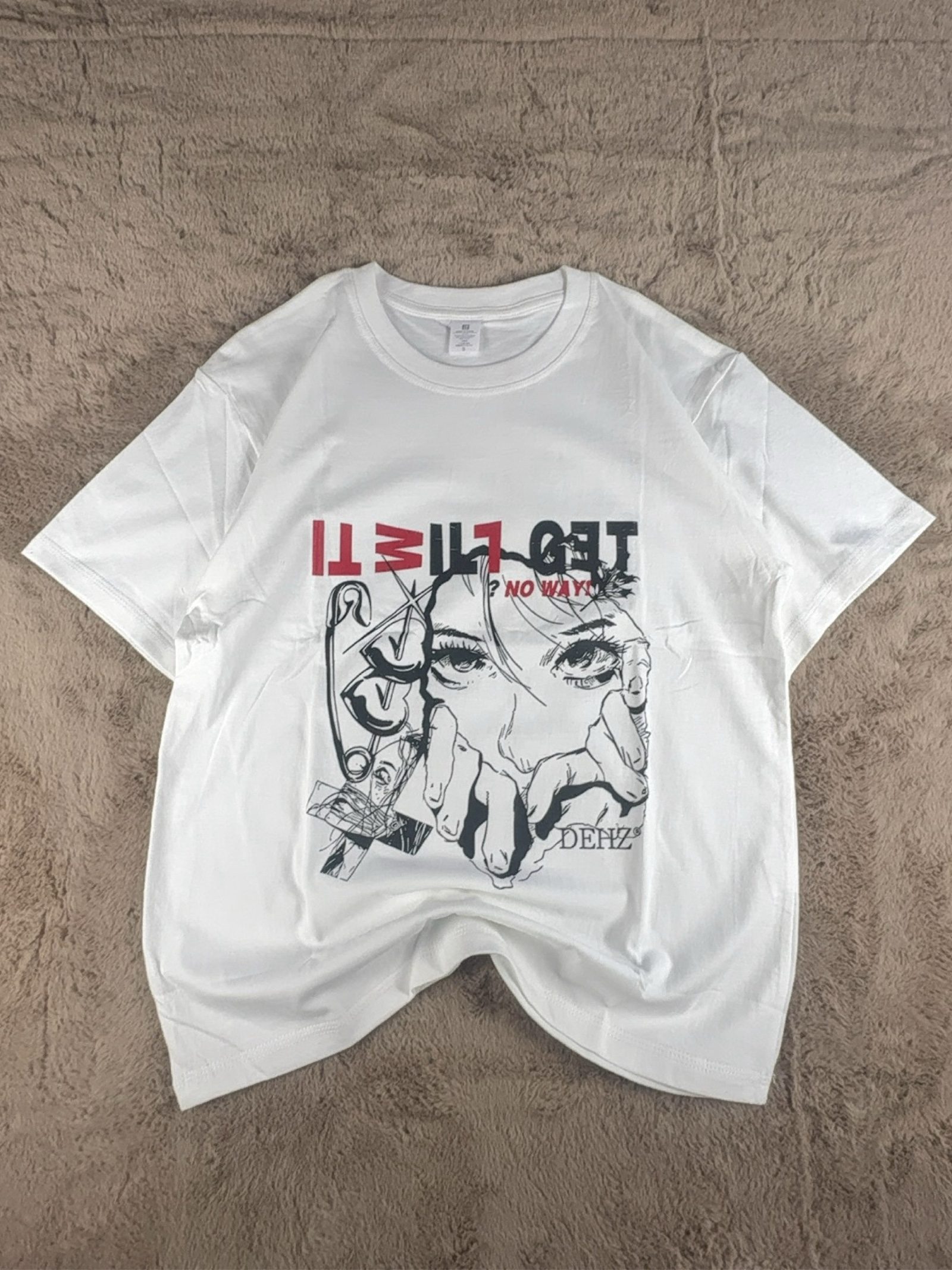 T-shirt Y2K Hip Hop - White Y2K Streetwear Graphic T-Shirt Size S-M - Regular
