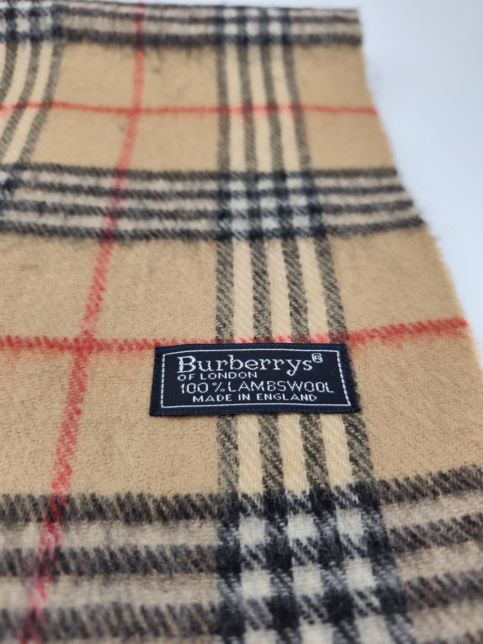 Burberry Beige & Black Lambswool Check Scarf image 2