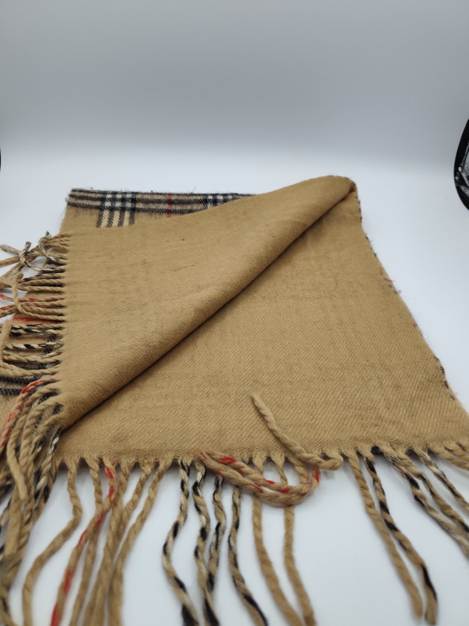 Burberry Beige & Black Lambswool Check Scarf image 3