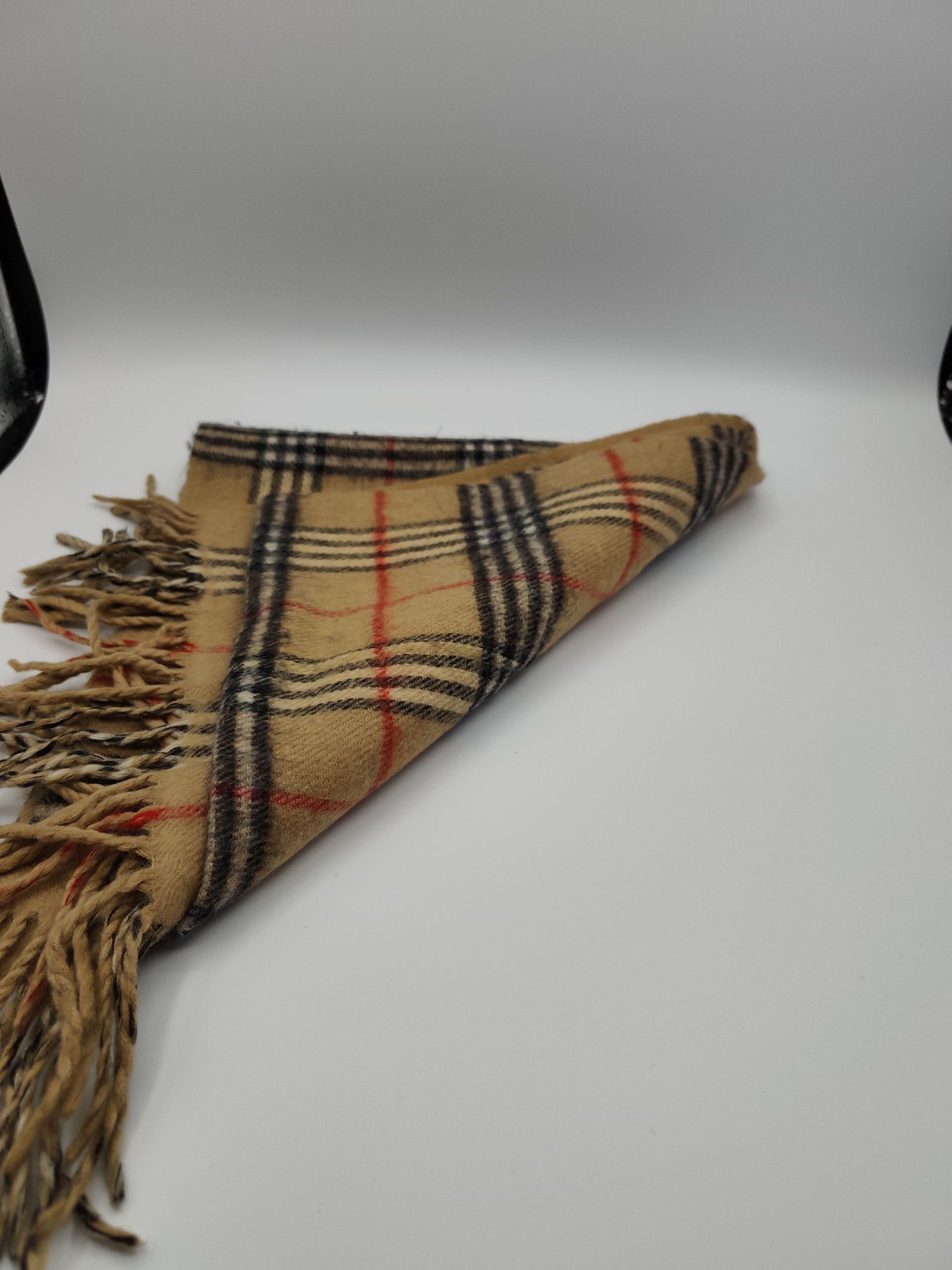 Burberry Beige & Black Lambswool Check Scarf image 5