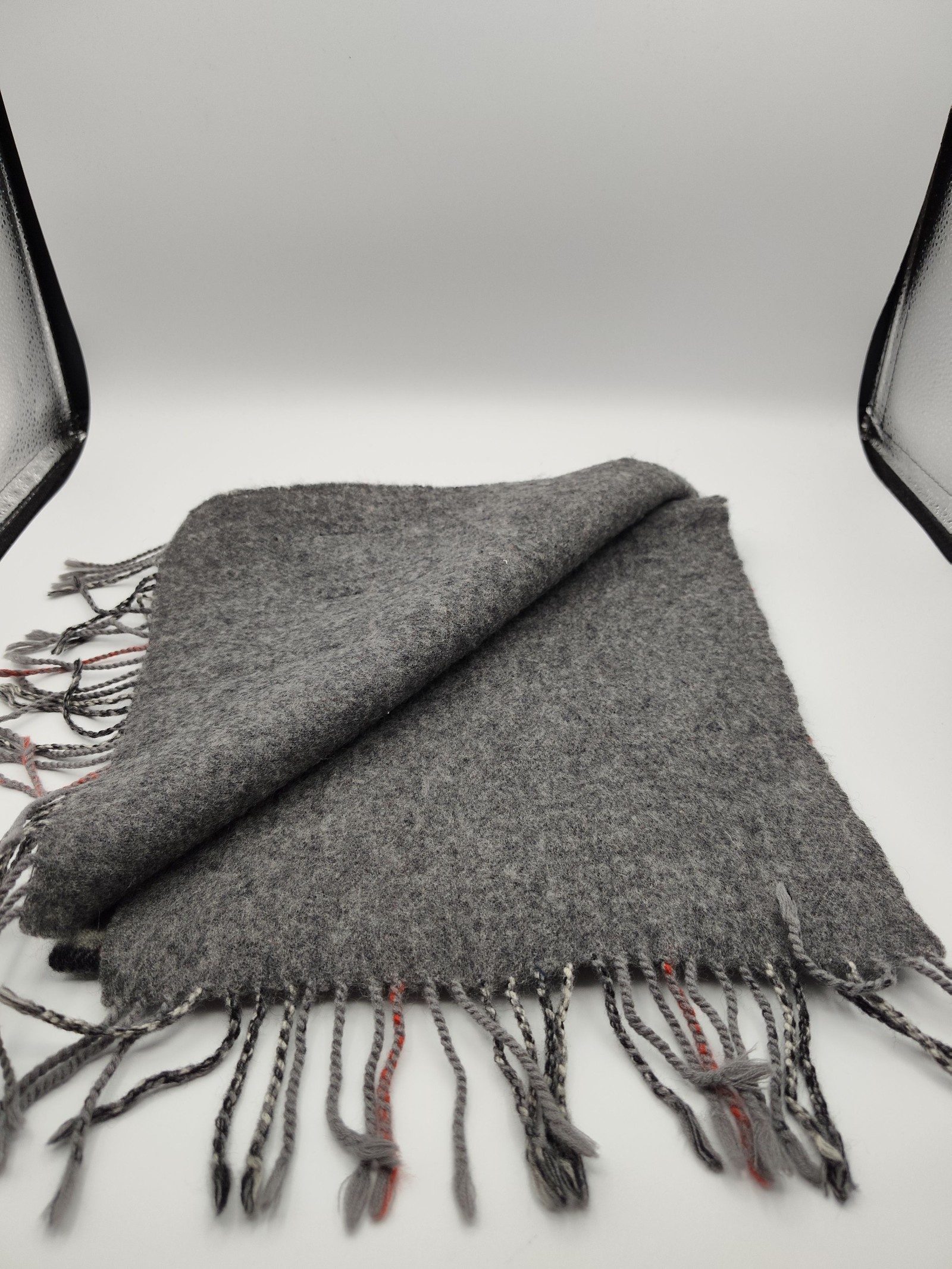 Burberry Grey & Black Lambswool Check Scarf image 3