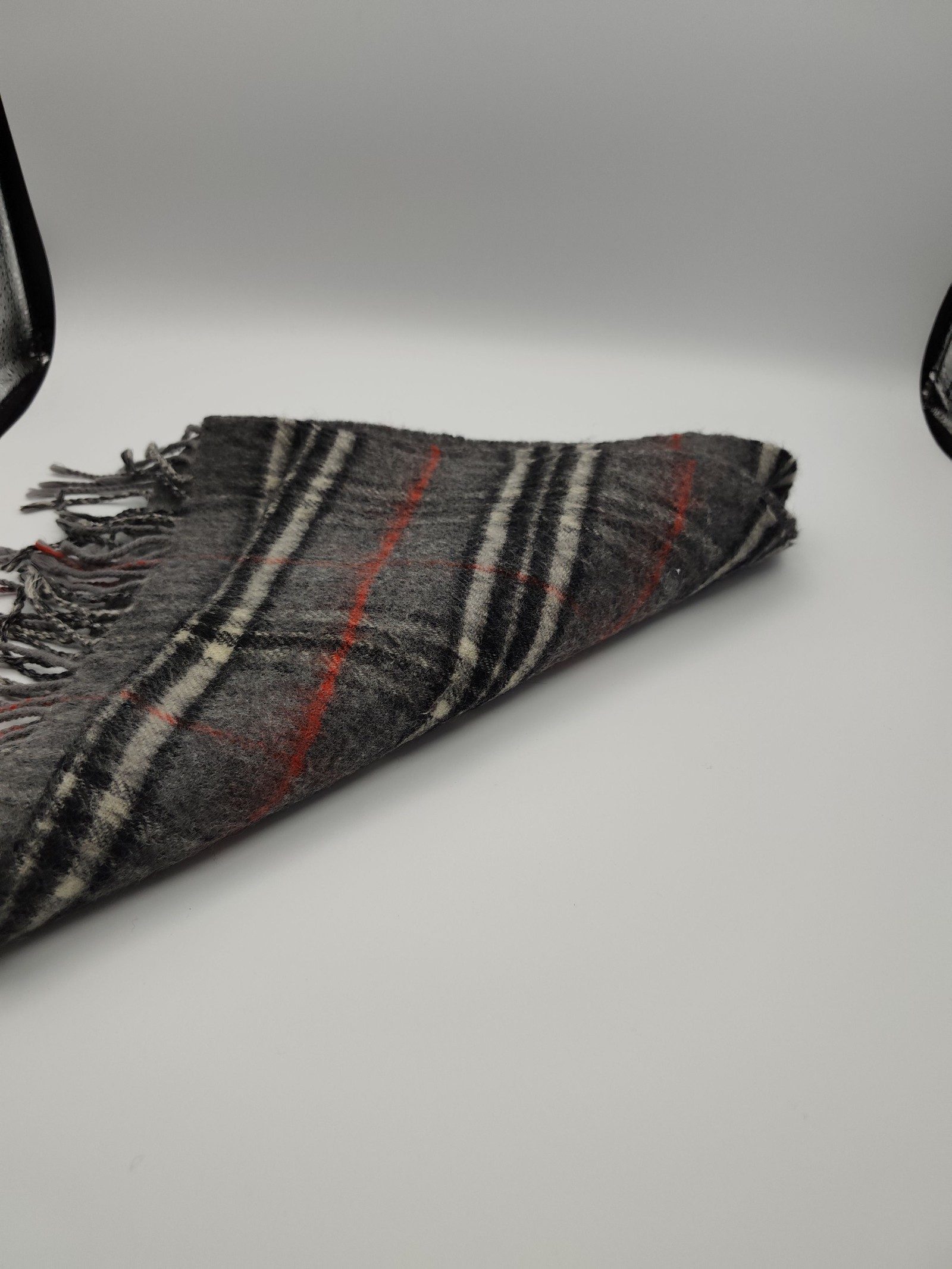 Burberry Grey & Black Lambswool Check Scarf image 5