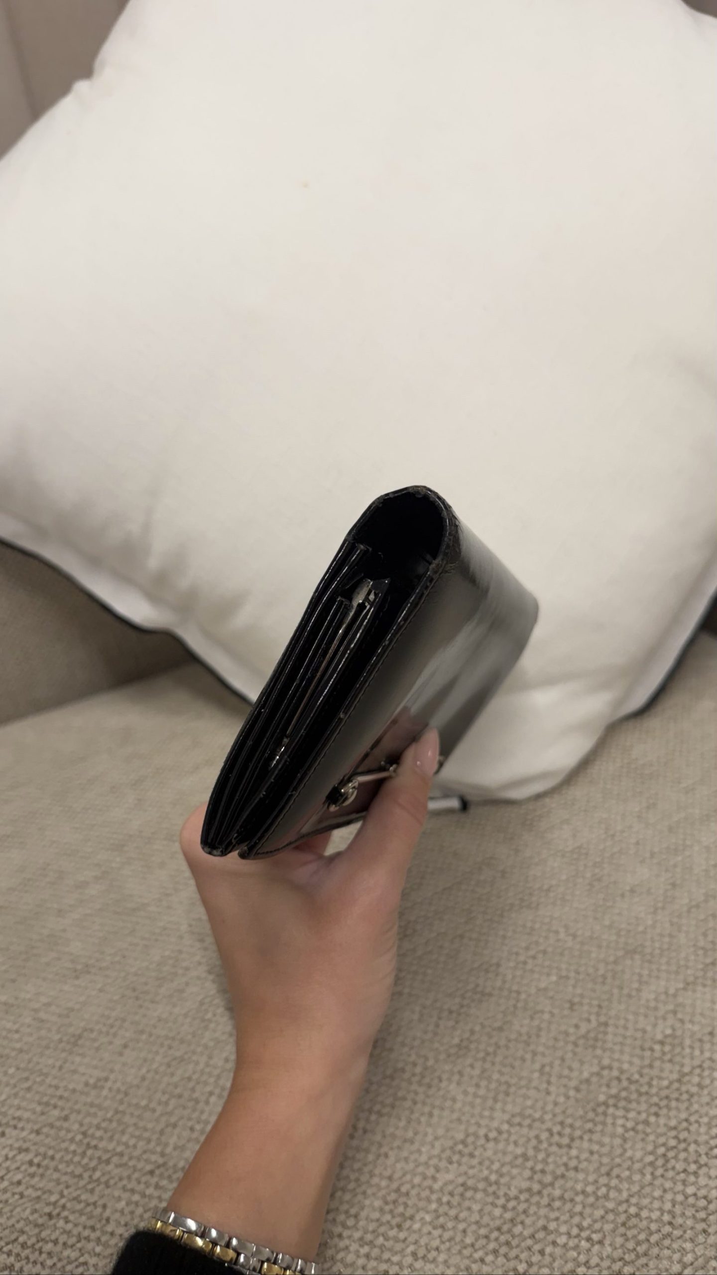 Gucci Tom Ford Horsebit Wallet — Black Patent Leather & Silver Hardware image 3