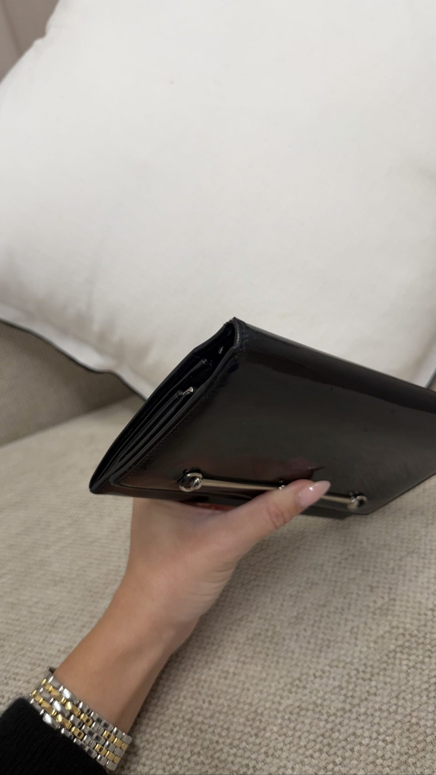 Gucci Tom Ford Horsebit Wallet — Black Patent Leather & Silver Hardware image 3