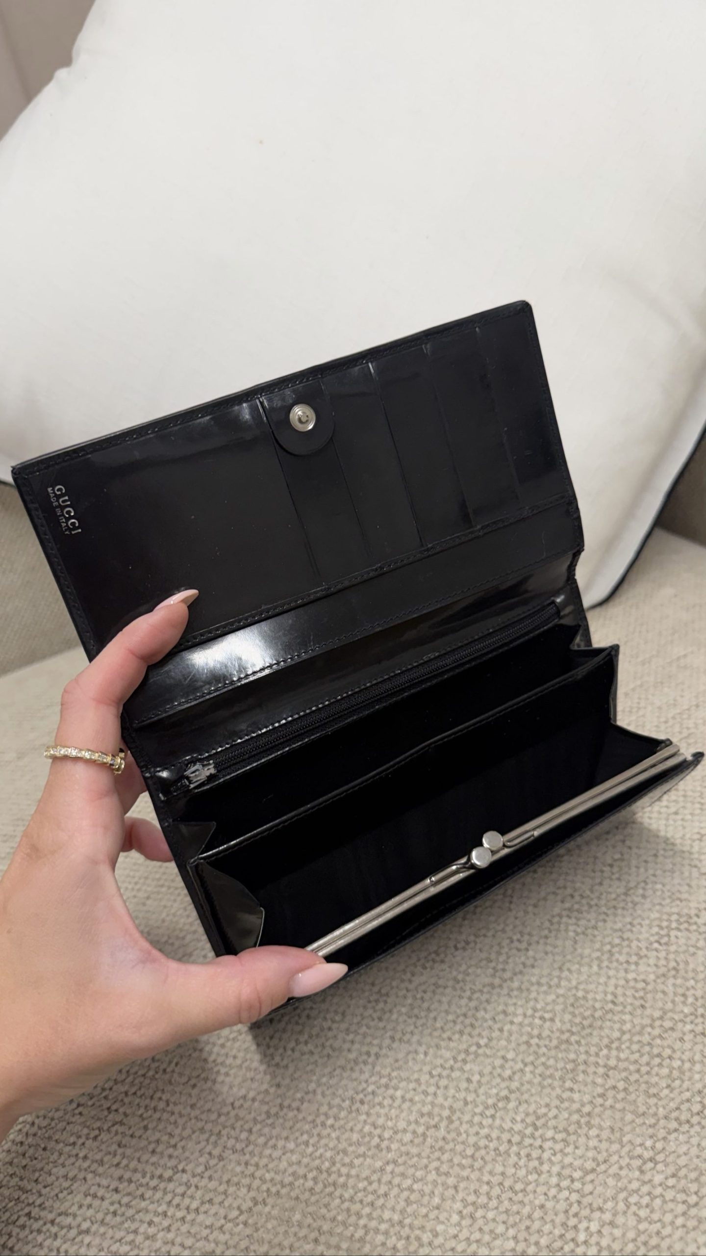 Gucci Tom Ford Horsebit Wallet — Black Patent Leather & Silver Hardware image 7