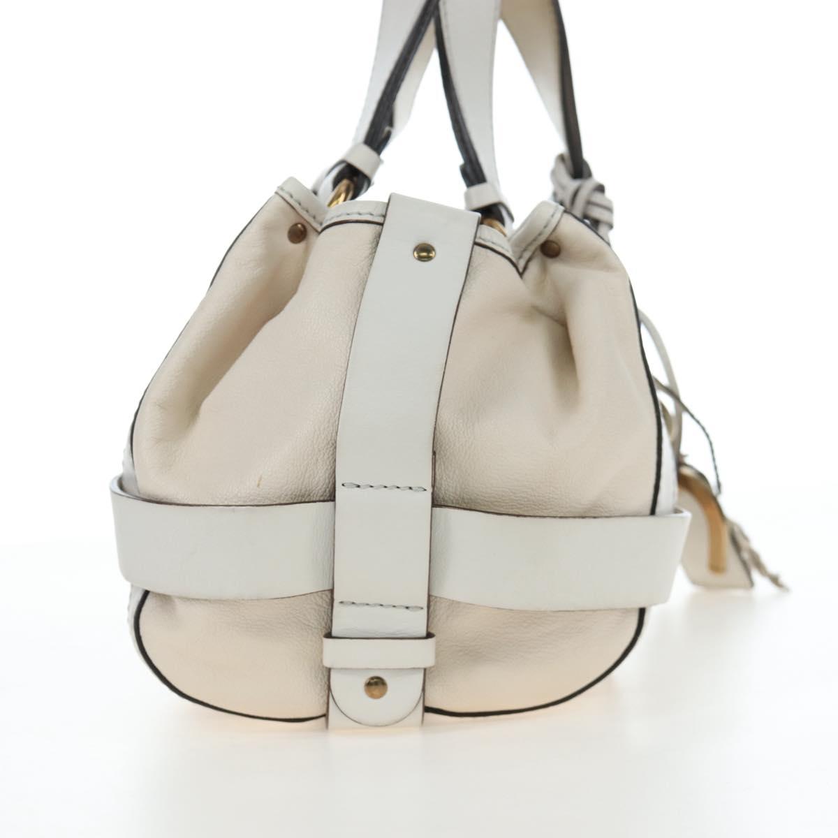 Chloe Kerala Hand Bag Leather White Gold Auth am12715V image 5
