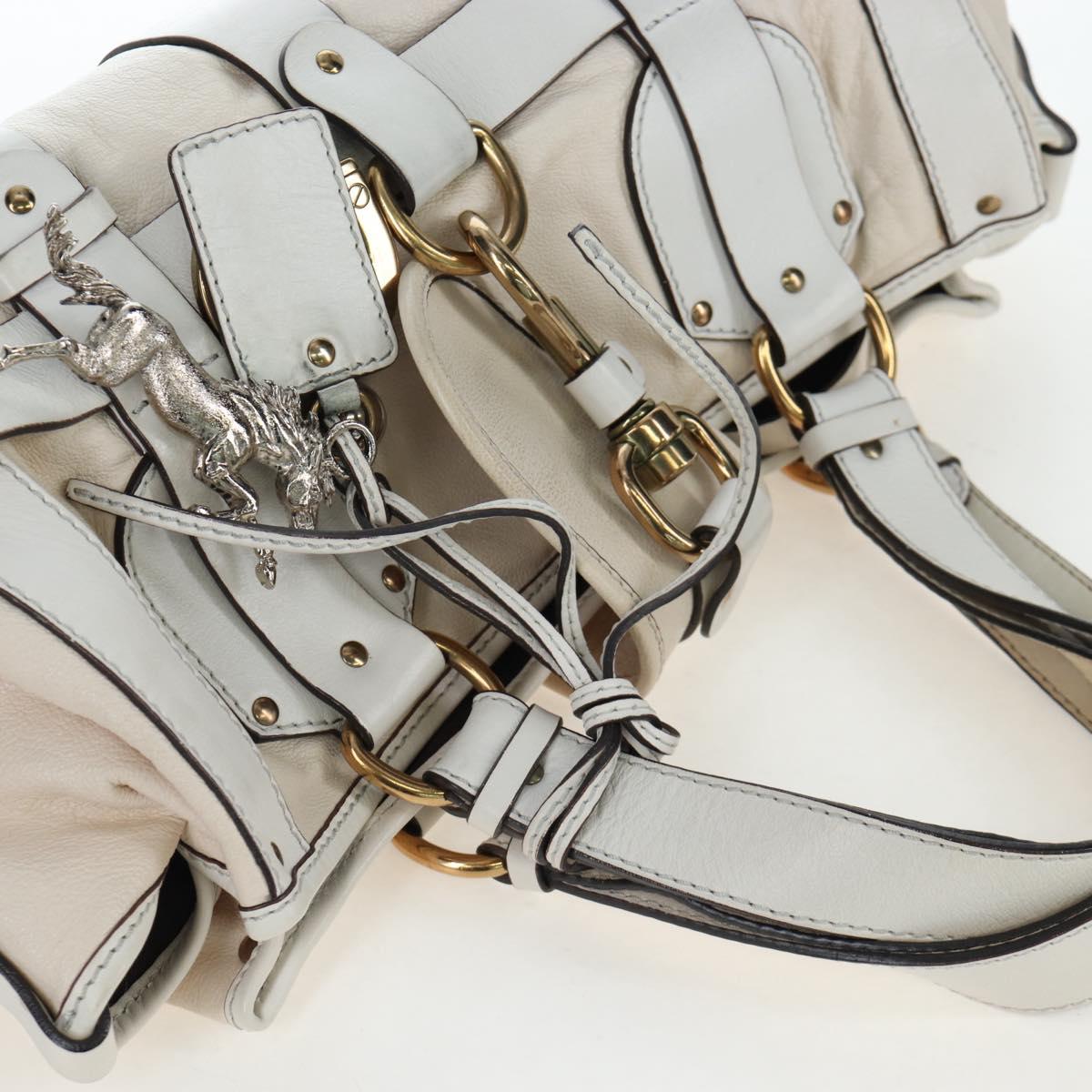 Chloe Kerala Hand Bag Leather White Gold Auth am12715V image 7