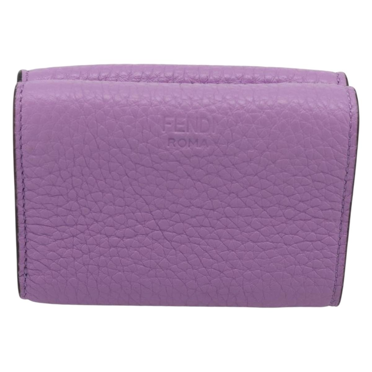 FENDI Peek A Boo Compact Wallet Leather Purple Silver 8M0426 Auth LN099M image 3