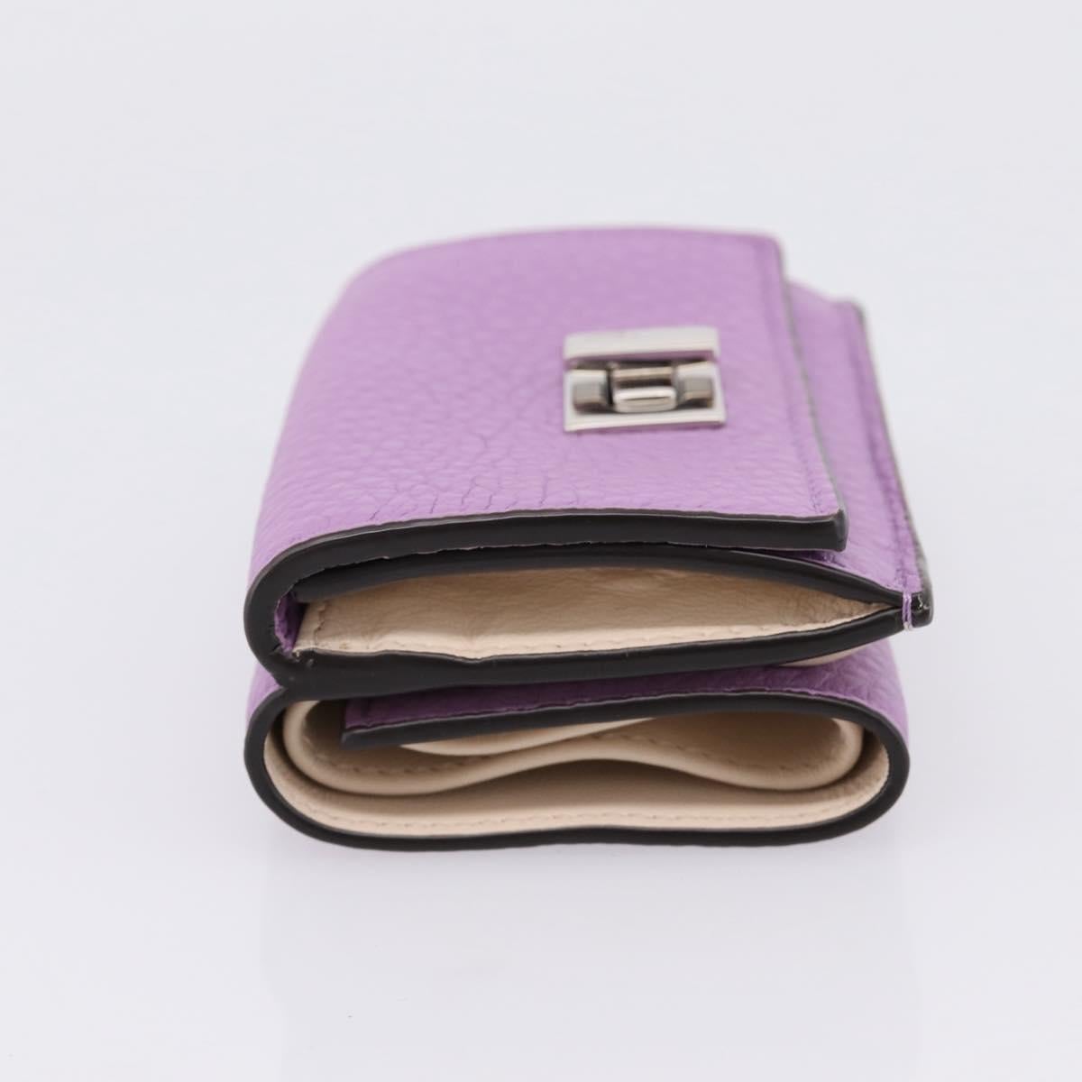 FENDI Peek A Boo Compact Wallet Leather Purple Silver 8M0426 Auth LN099M image 4