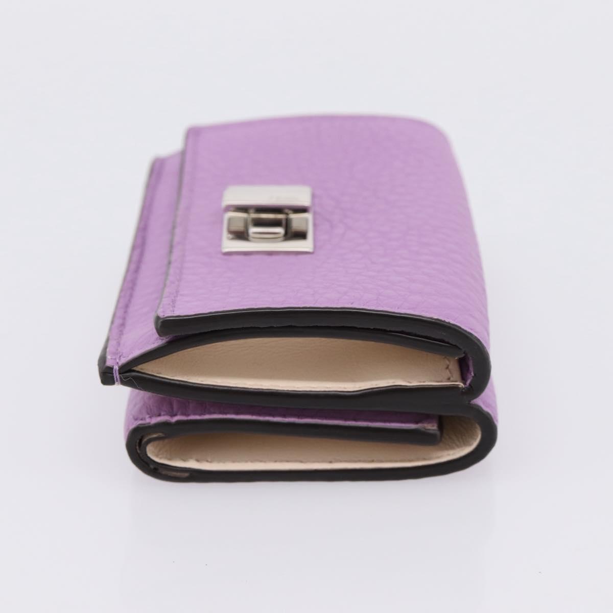 FENDI Peek A Boo Compact Wallet Leather Purple Silver 8M0426 Auth LN099M image 5