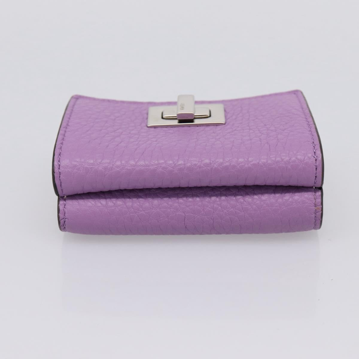 FENDI Peek A Boo Compact Wallet Leather Purple Silver 8M0426 Auth LN099M image 6