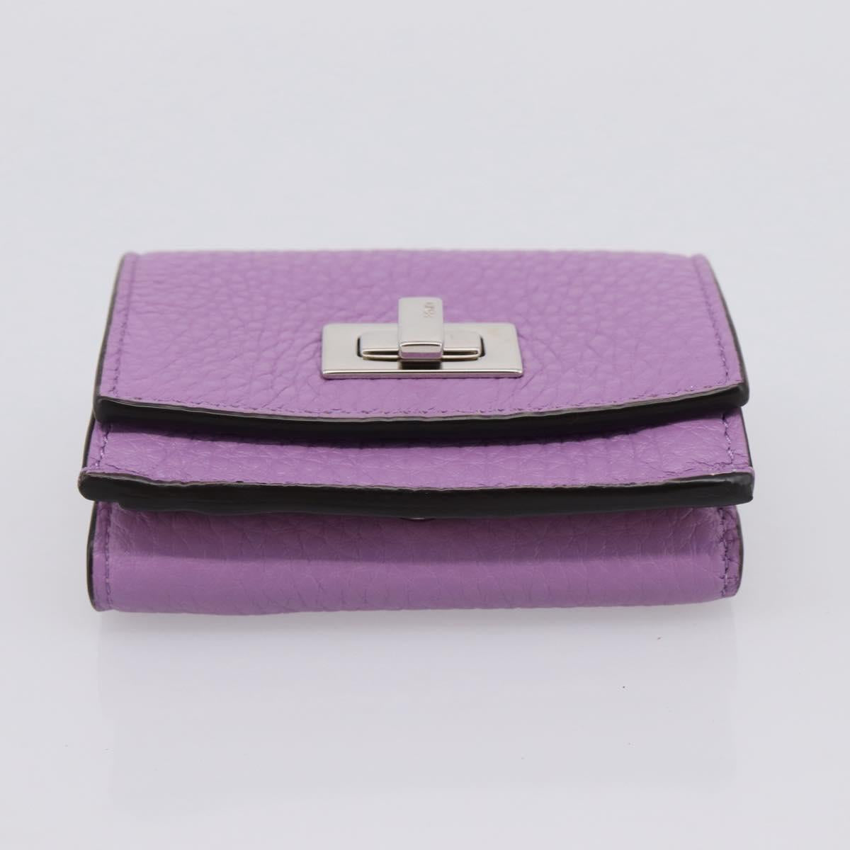 FENDI Peek A Boo Compact Wallet Leather Purple Silver 8M0426 Auth LN099M image 7