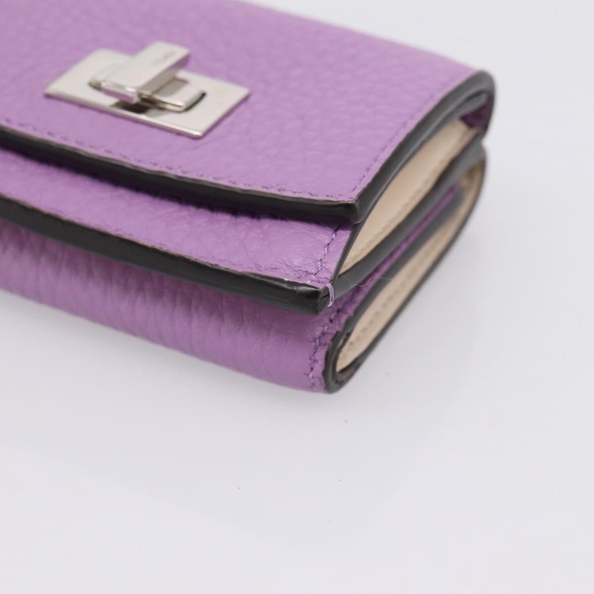 FENDI Peek A Boo Compact Wallet Leather Purple Silver 8M0426 Auth LN099M image 8