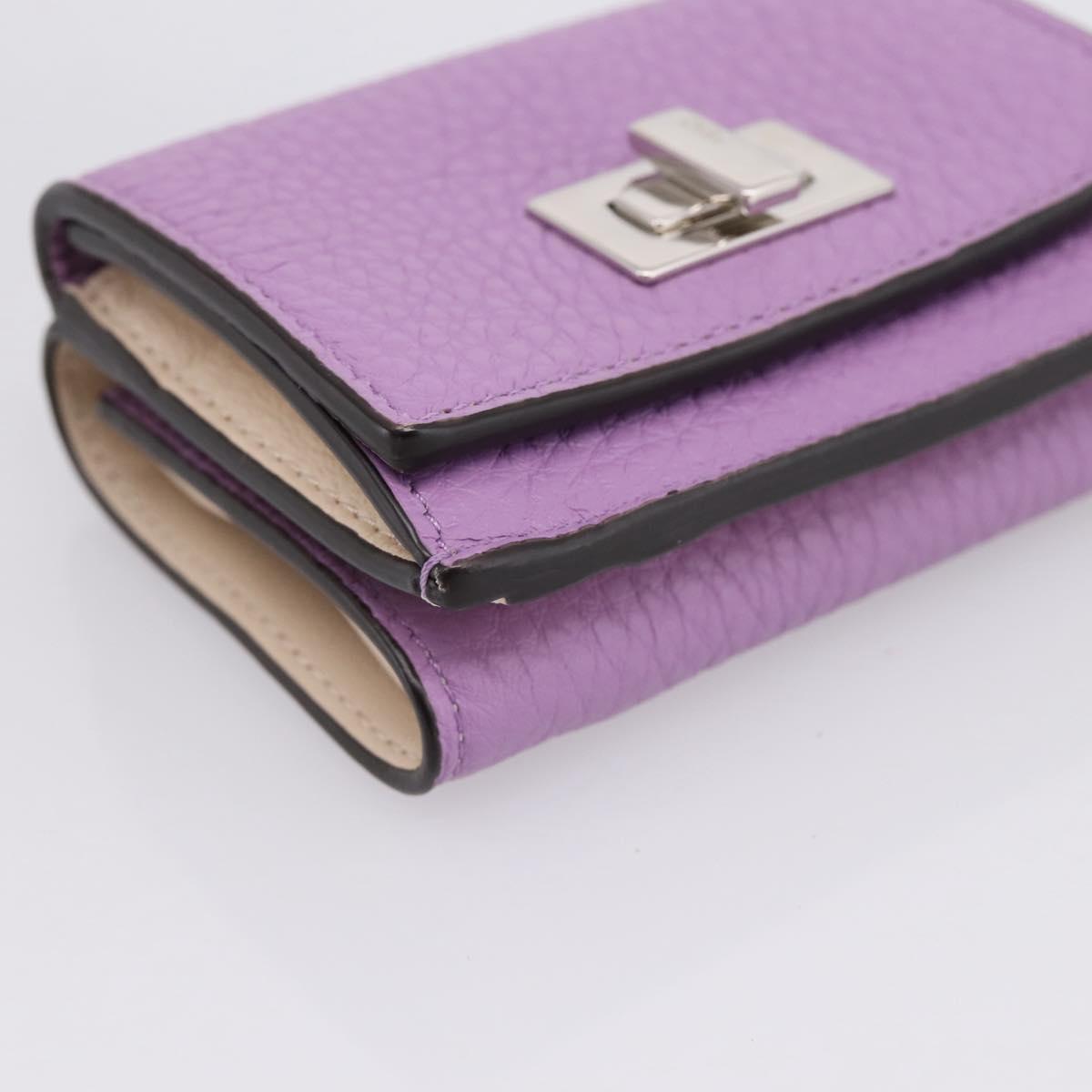 FENDI Peek A Boo Compact Wallet Leather Purple Silver 8M0426 Auth LN099M image 9