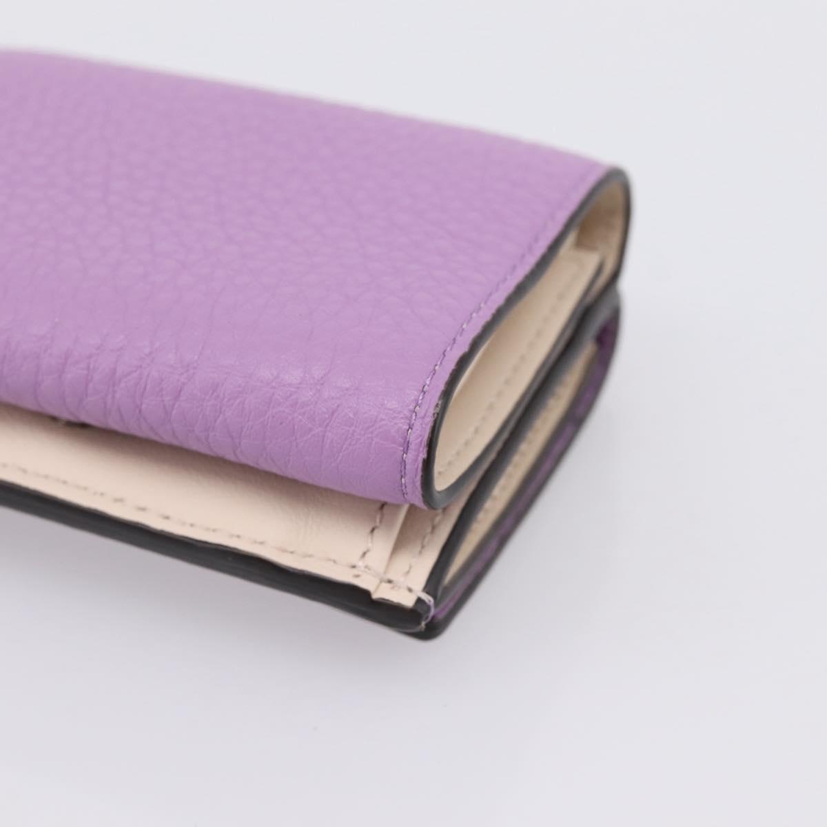 FENDI Peek A Boo Compact Wallet Leather Purple Silver 8M0426 Auth LN099M image 10