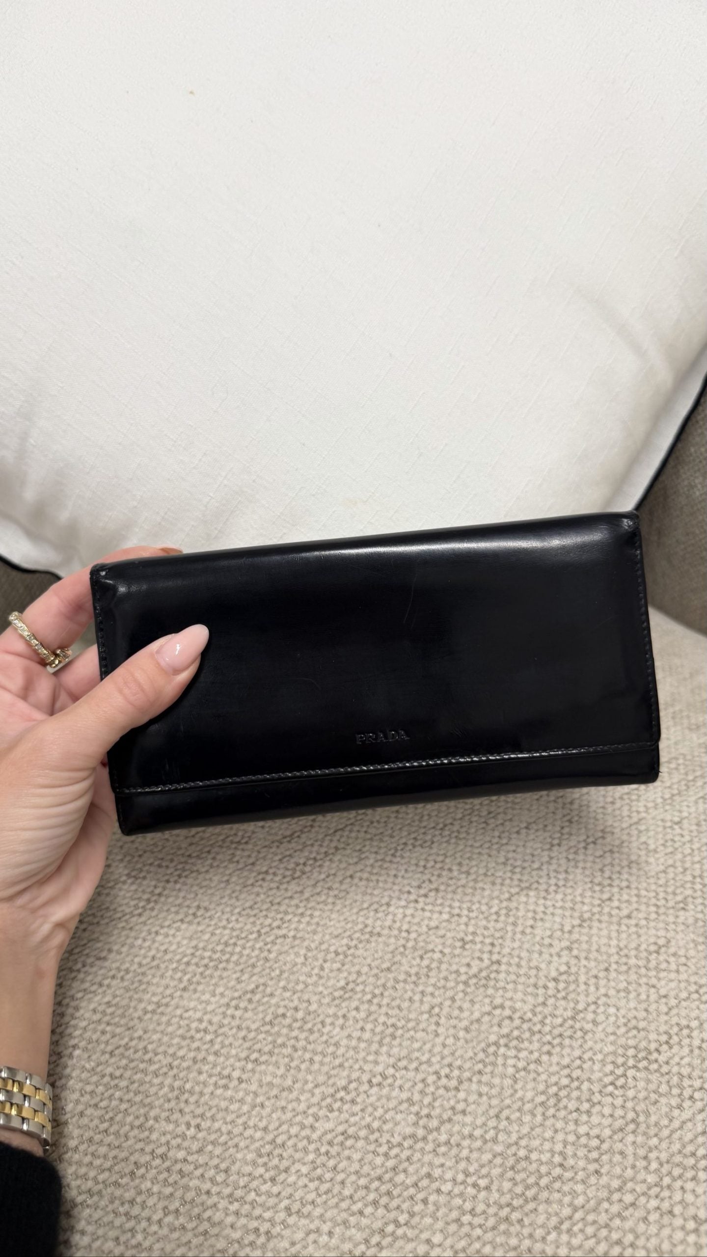 Vintage Prada Black Patent Leather Wallet