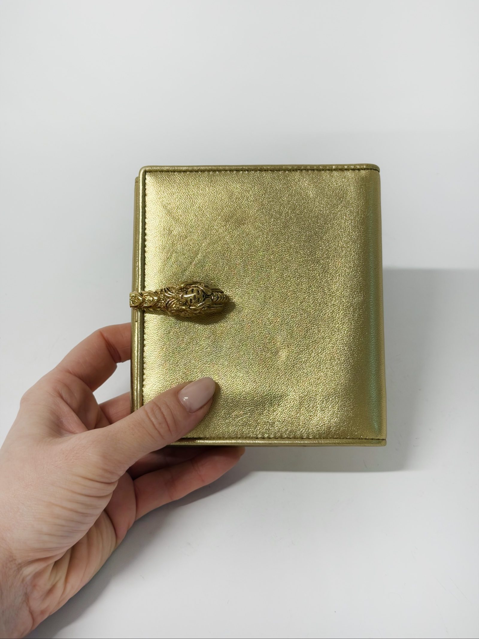 Vintage Gucci Tiger Wallet — Gold Metallic Leather, Gold-Tone Hardware image 2