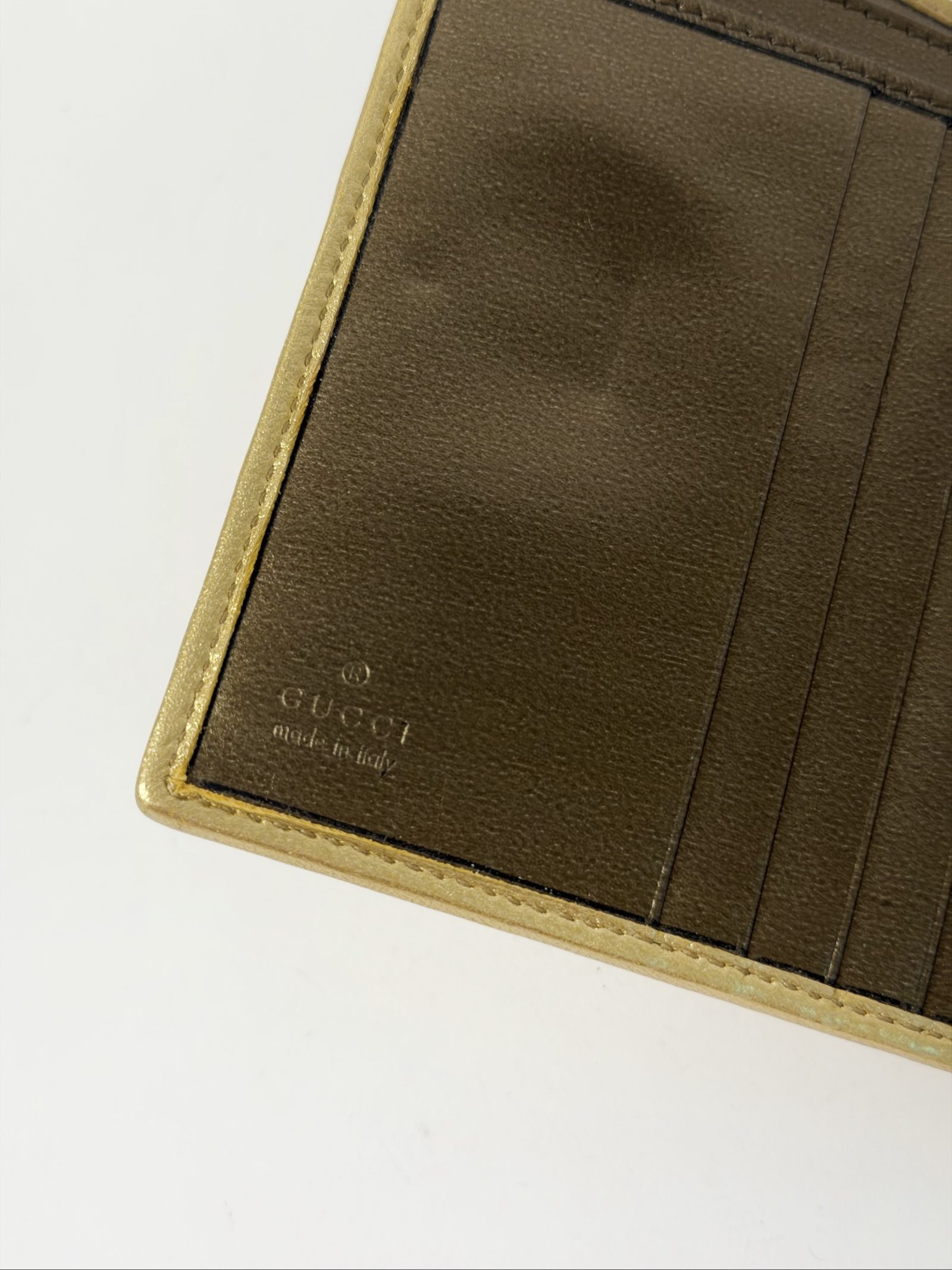 Vintage Gucci Tiger Wallet — Gold Metallic Leather, Gold-Tone Hardware image 8