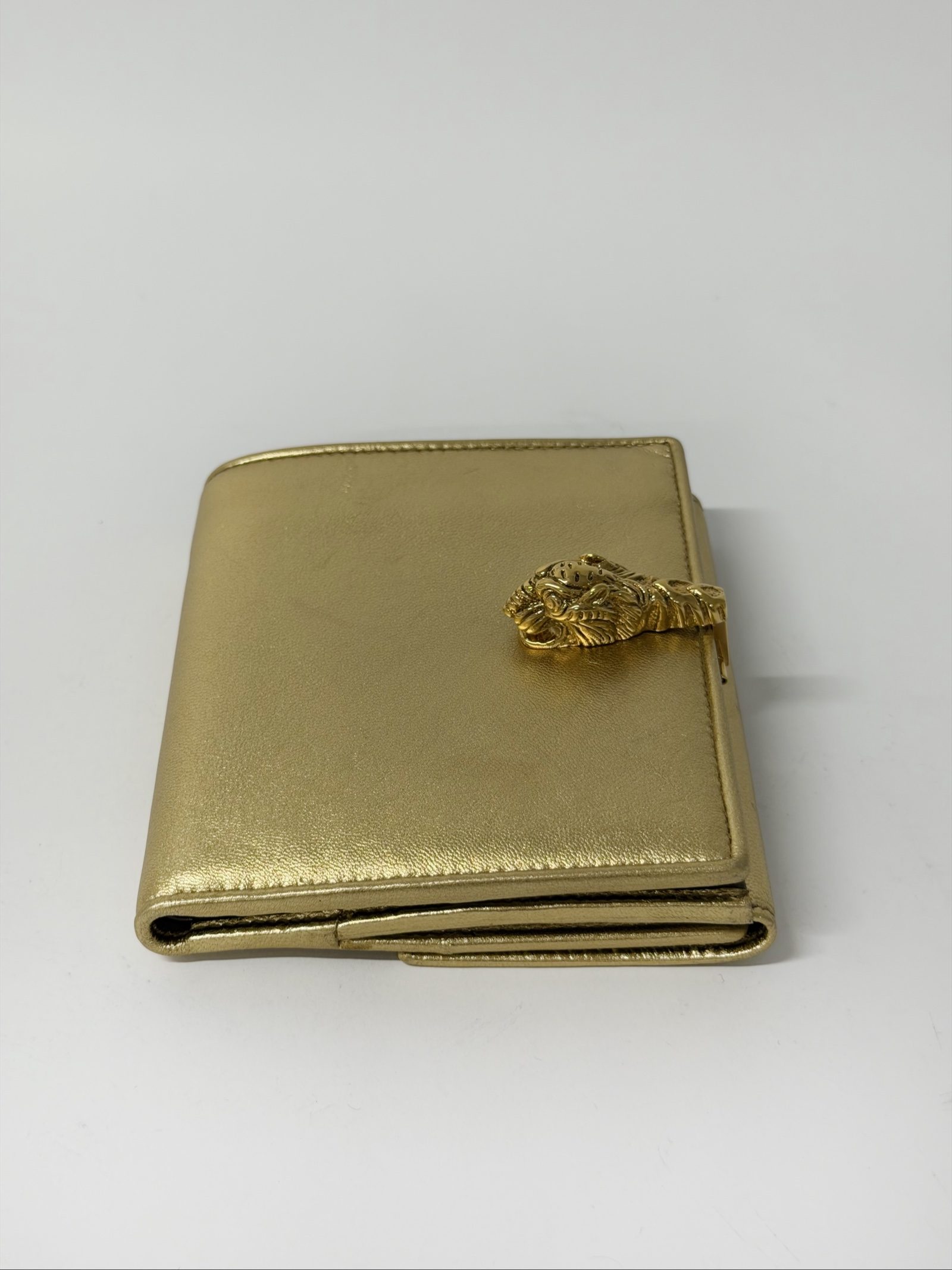 Vintage Gucci Tiger Wallet — Gold Metallic Leather, Gold-Tone Hardware image 7