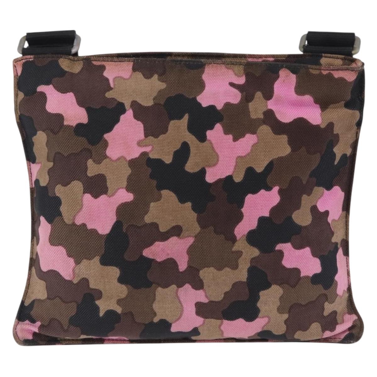 PRADA Shoulder Bag Canvas Camouflage Green Pink Auth bs37142 image 4