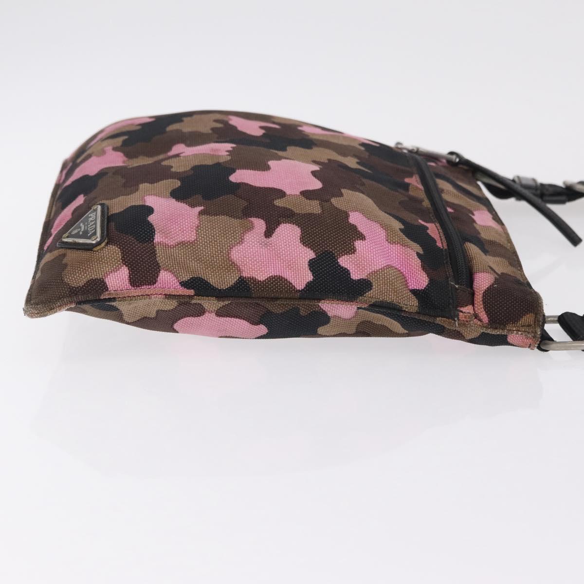 PRADA Shoulder Bag Canvas Camouflage Green Pink Auth bs37142 image 6