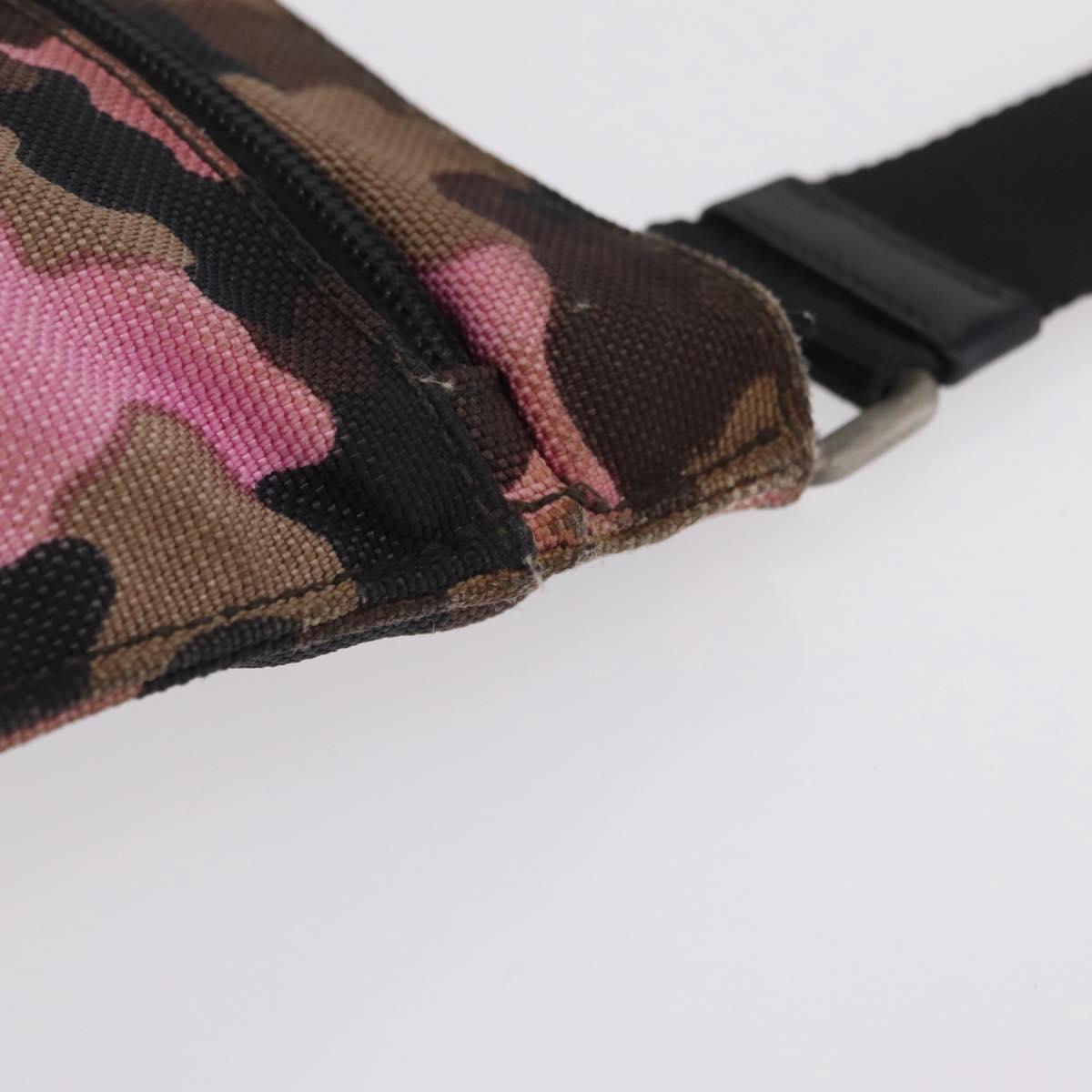 PRADA Shoulder Bag Canvas Camouflage Green Pink Auth bs37142 image 7
