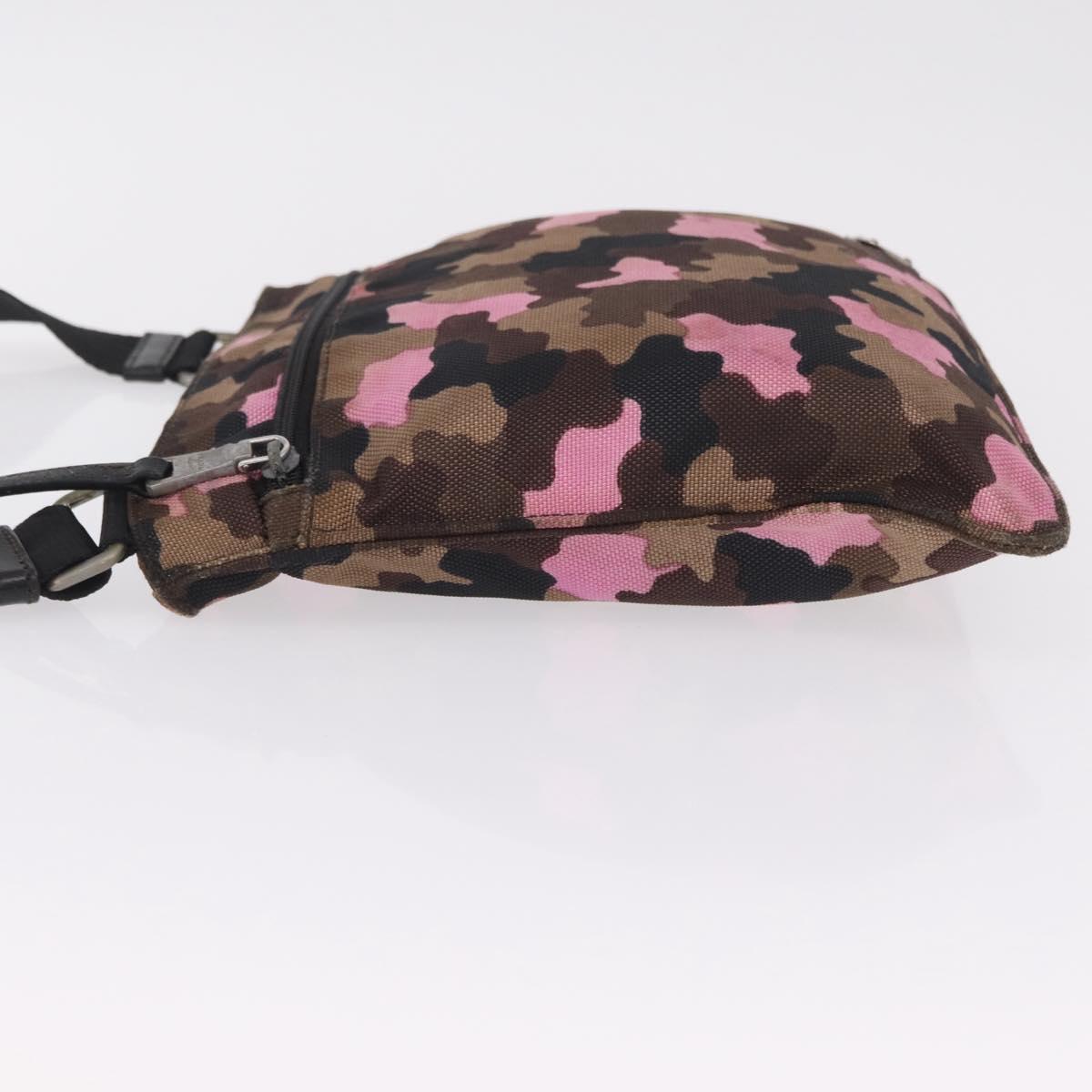 PRADA Shoulder Bag Canvas Camouflage Green Pink Auth bs37142 image 8