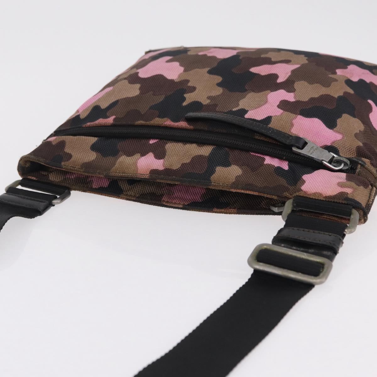 PRADA Shoulder Bag Canvas Camouflage Green Pink Auth bs37142 image 9