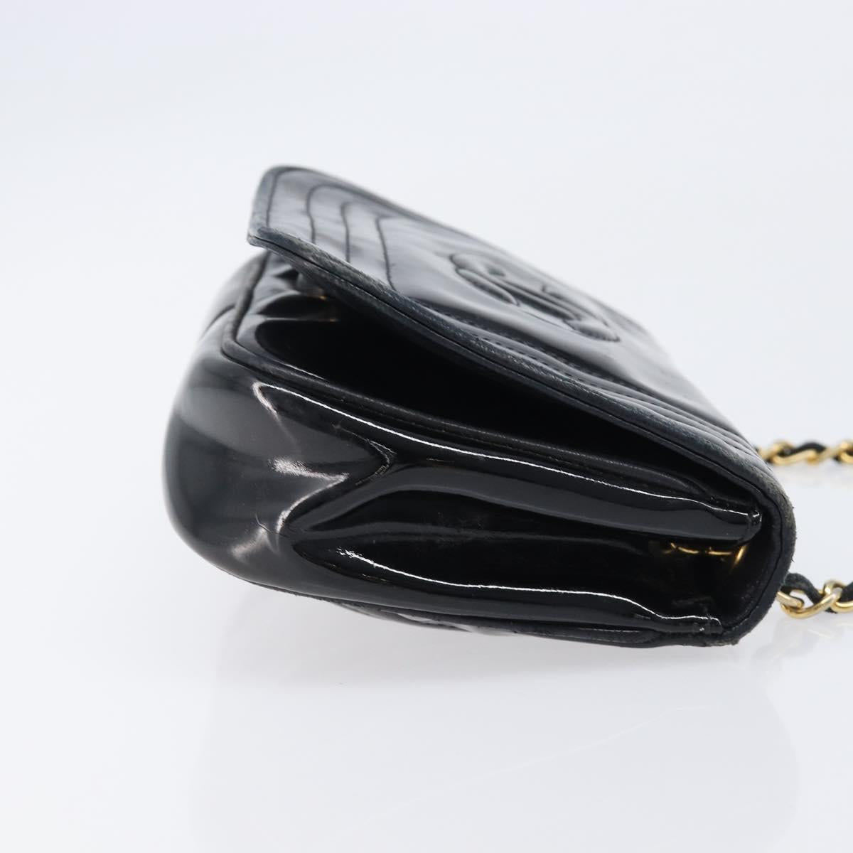 CHANEL Chain Shoulder Bag Patent Black Gold Tone CC Auth bs37062 image 3