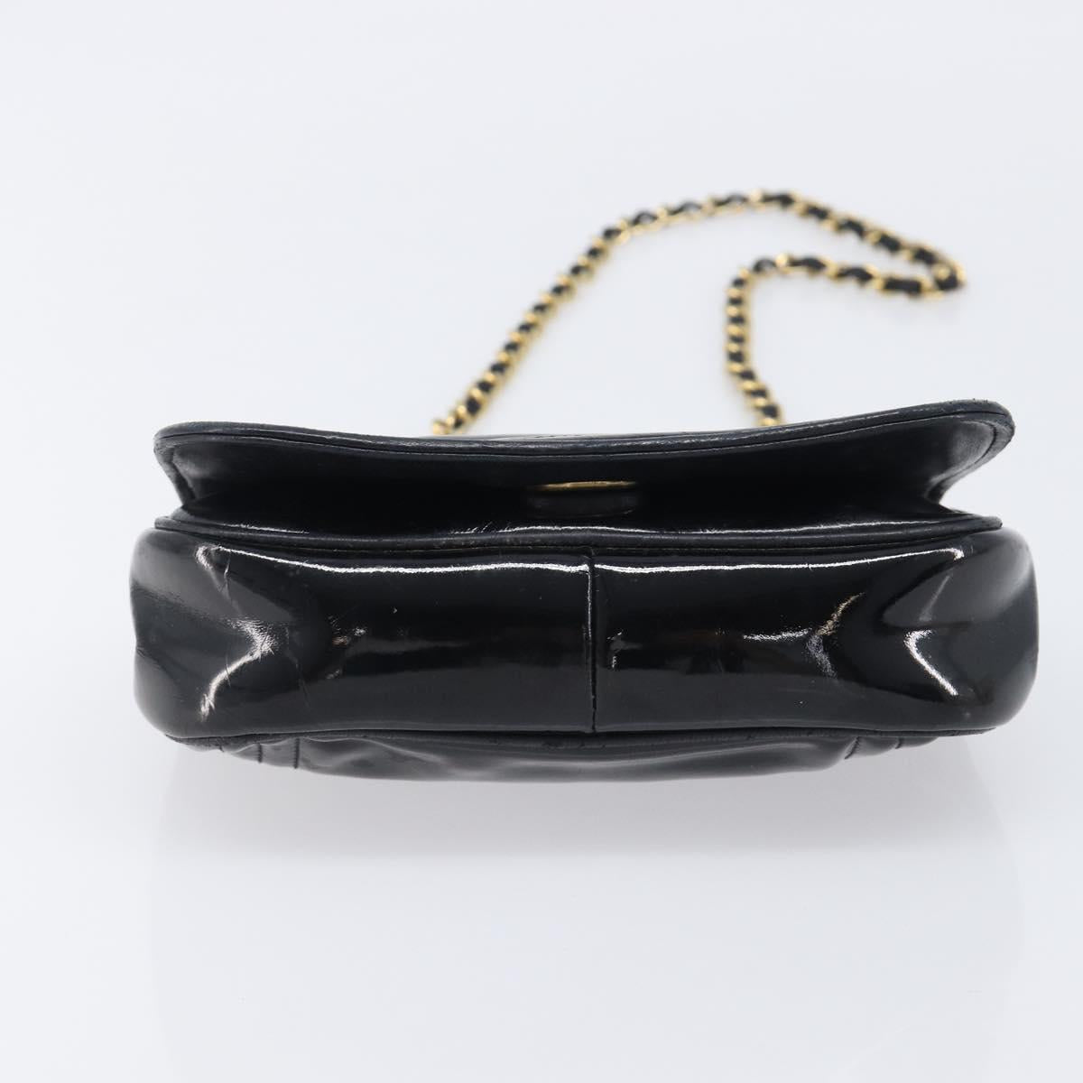 CHANEL Chain Shoulder Bag Patent Black Gold Tone CC Auth bs37062 image 5
