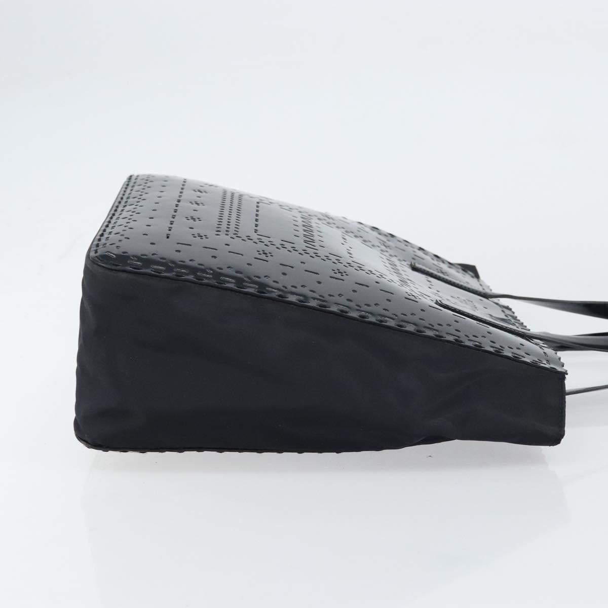 PRADA Hand Bag Enamel Black Silver Auth 160525 image 3