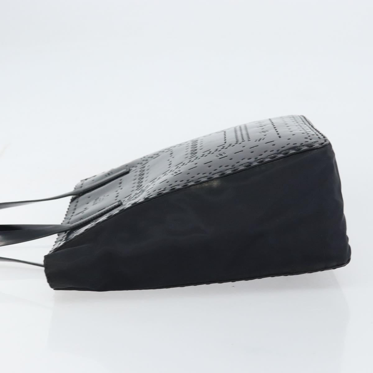 PRADA Hand Bag Enamel Black Silver Auth 160525 image 4