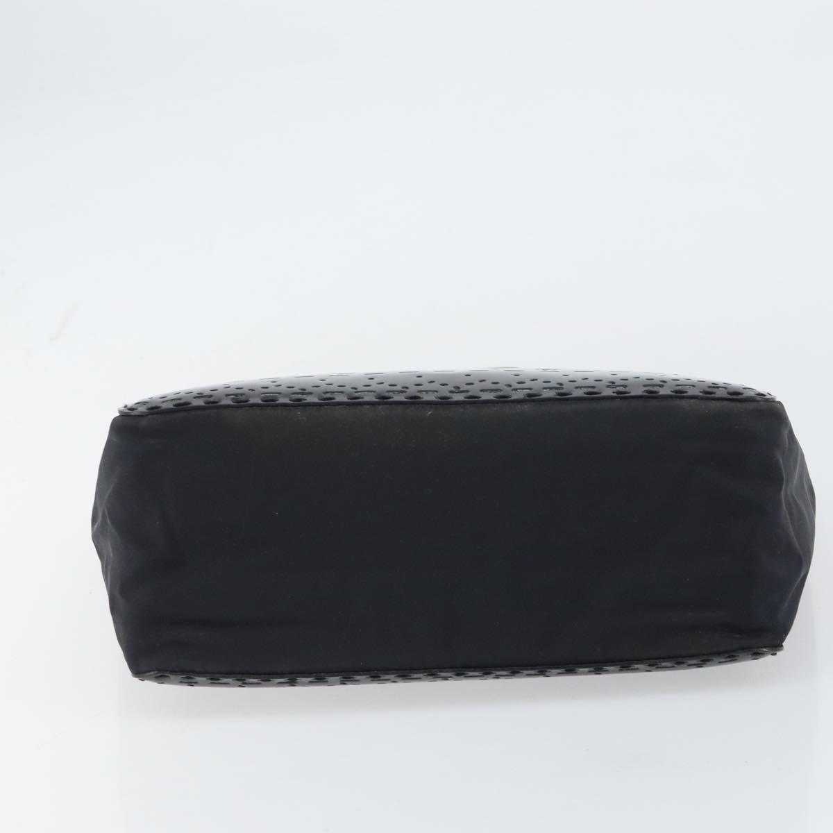 PRADA Hand Bag Enamel Black Silver Auth 160525 image 5