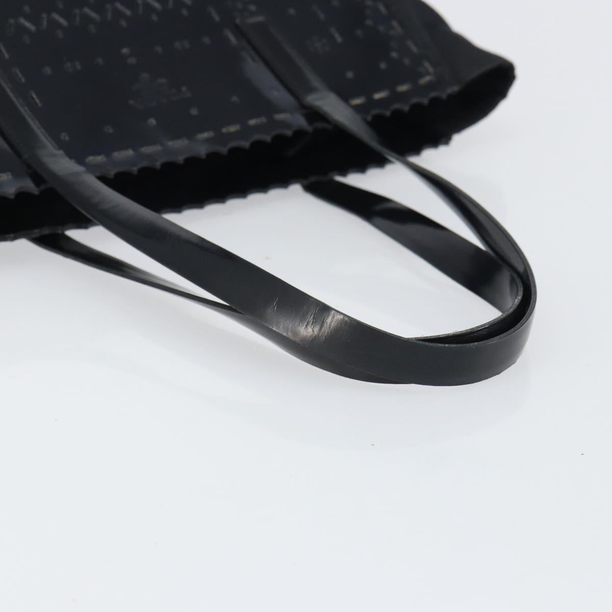 PRADA Hand Bag Enamel Black Silver Auth 160525 image 7
