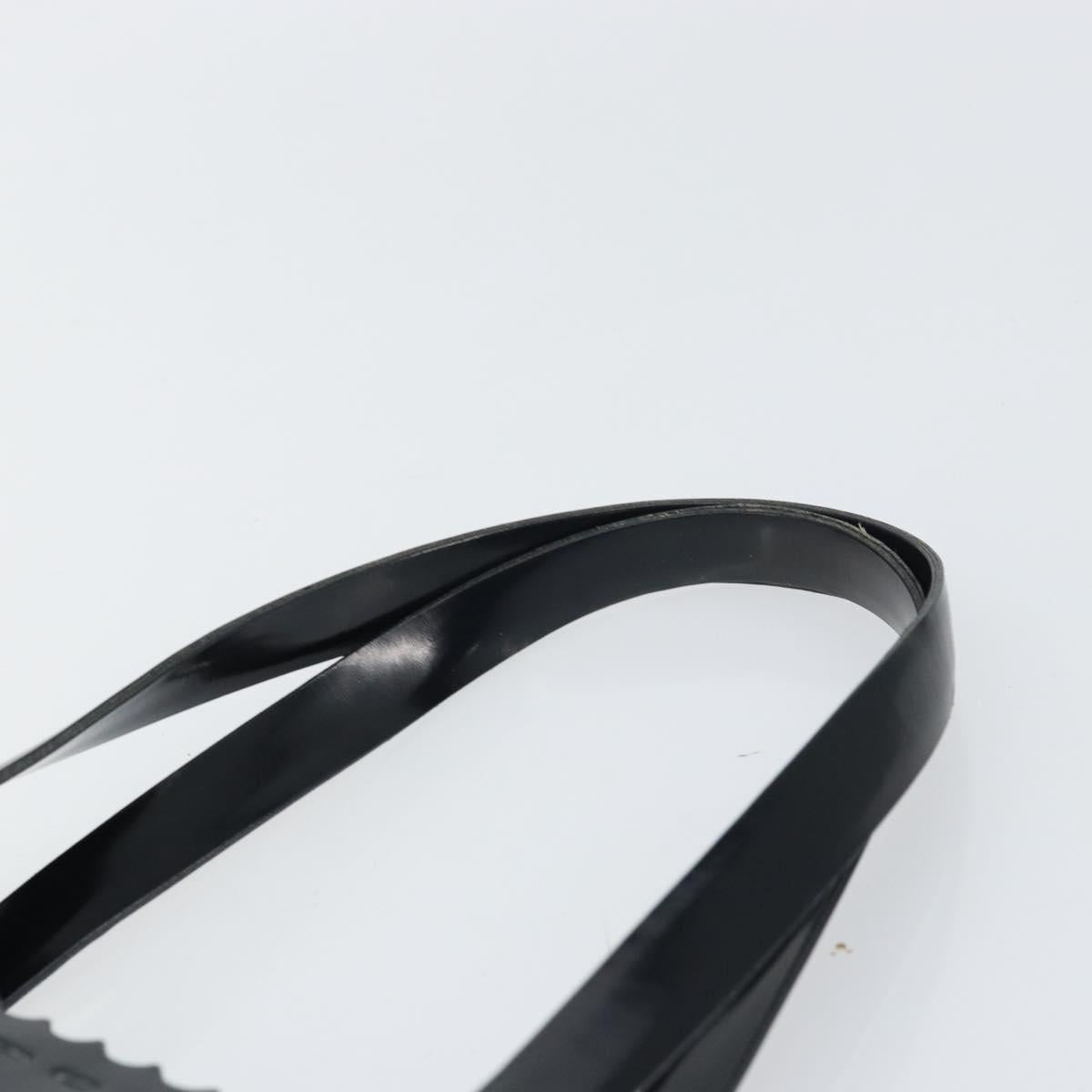 PRADA Hand Bag Enamel Black Silver Auth 160525 image 8