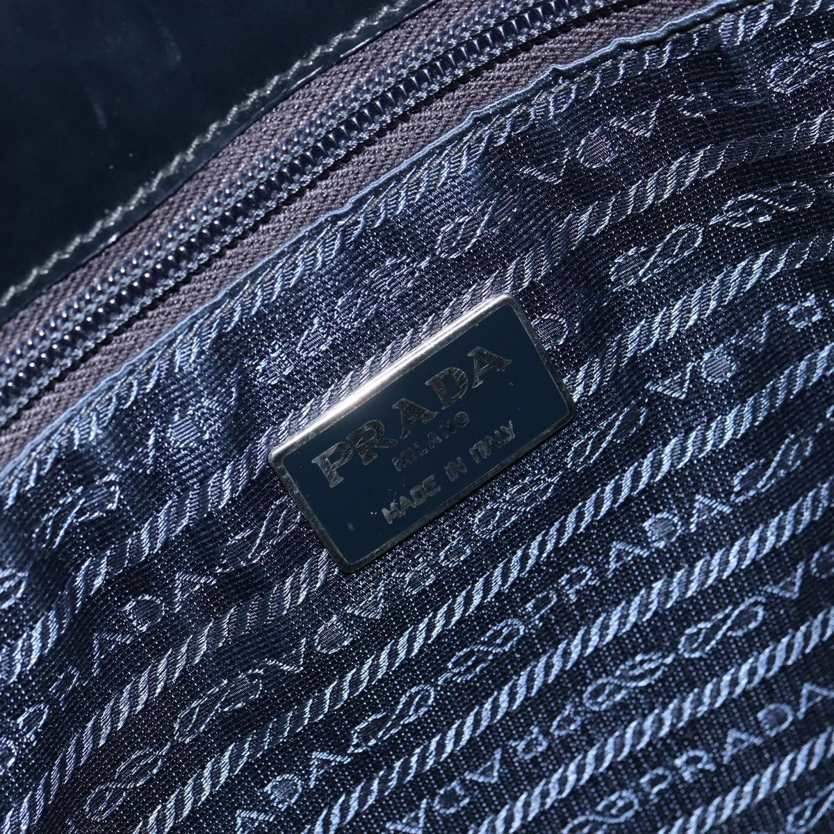 PRADA Hand Bag Enamel Black Silver Auth 160525 image 10