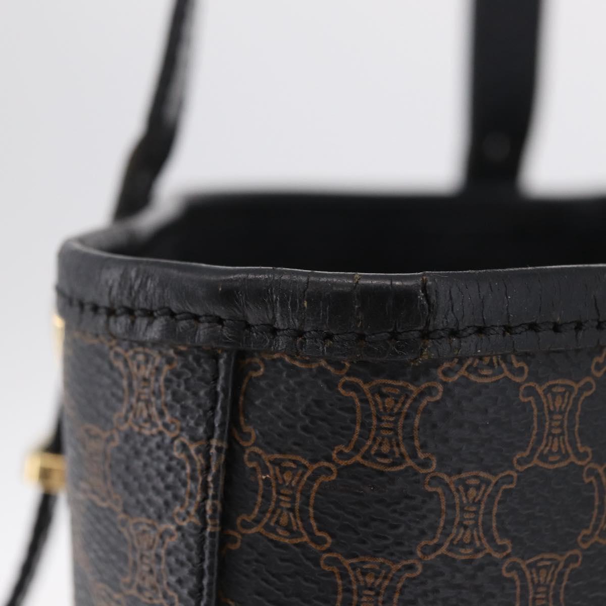 CELINE Macadam Canvas Tote Bag PVC Leather Black Gold Auth 206040V image 4