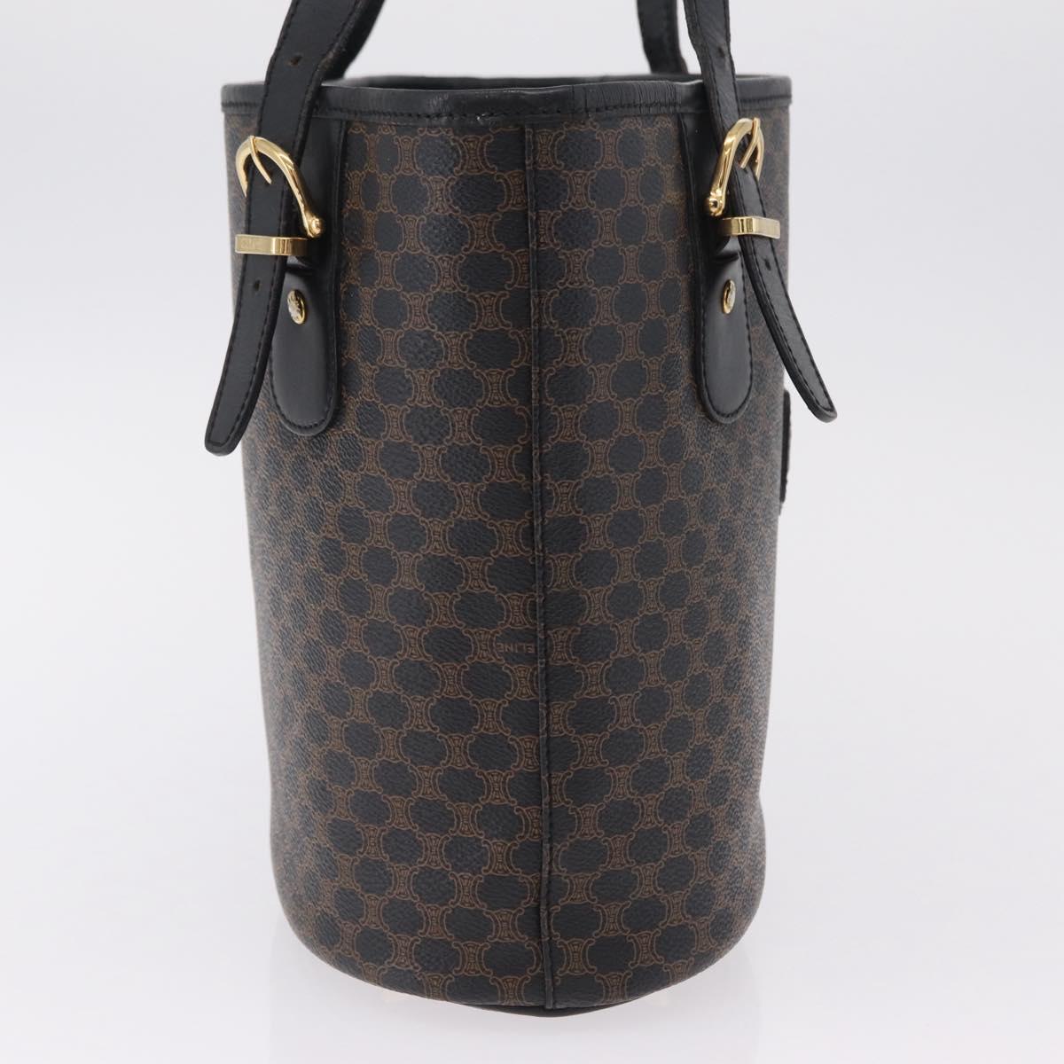 CELINE Macadam Canvas Tote Bag PVC Leather Black Gold Auth 206040V image 5