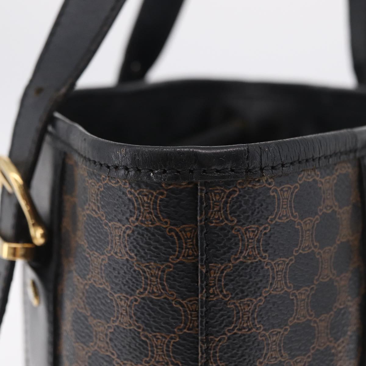 CELINE Macadam Canvas Tote Bag PVC Leather Black Gold Auth 206040V image 6