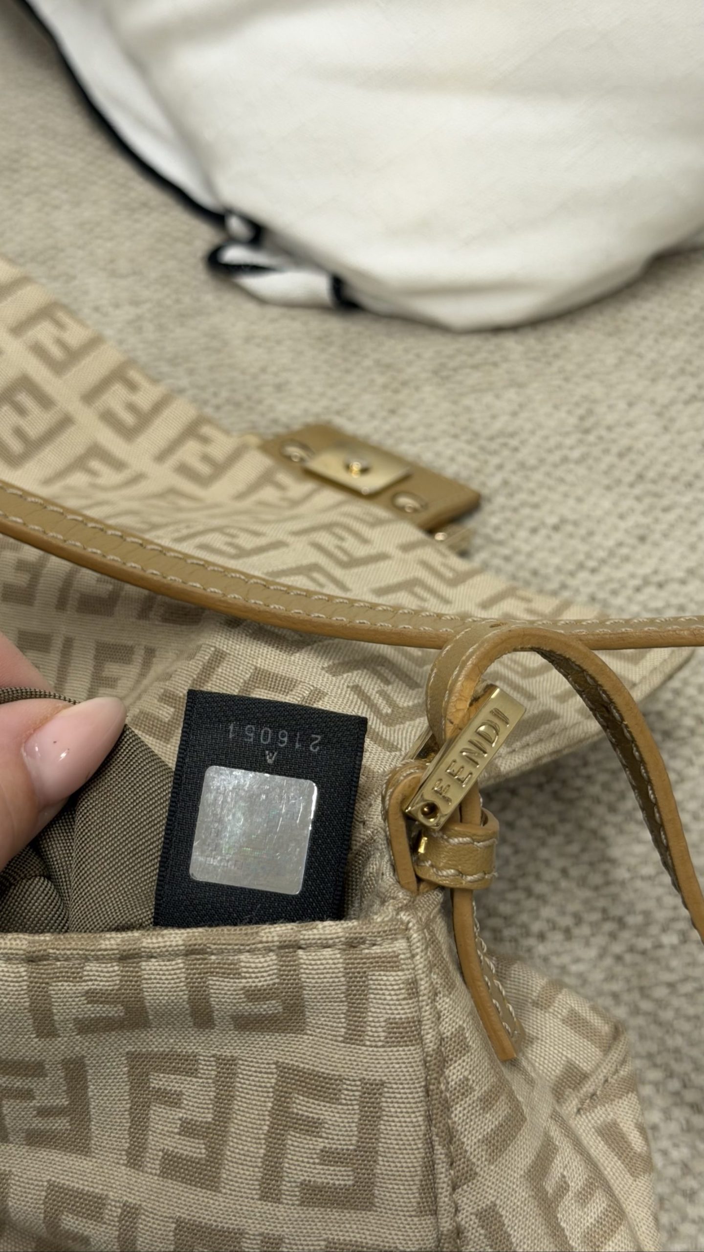 Fendi Mini Mamma Baguette — Beige Zucca Canvas & Tan Leather, Gold Hardware image 10