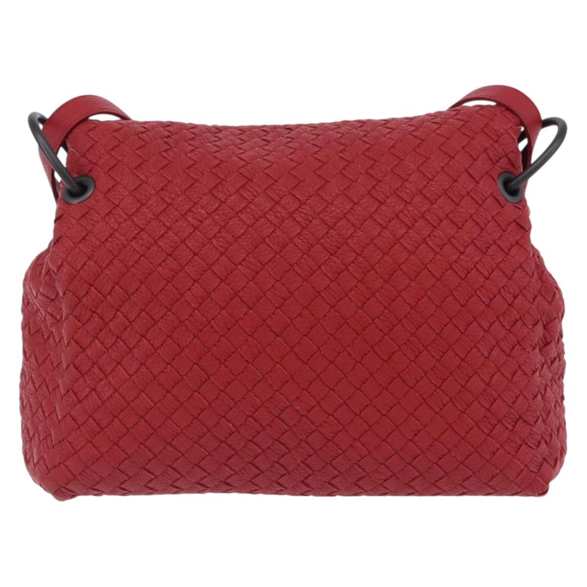 BOTTEGA VENETA INTRECCIATO Shoulder Bag Leather Red Auth 204857V image 2