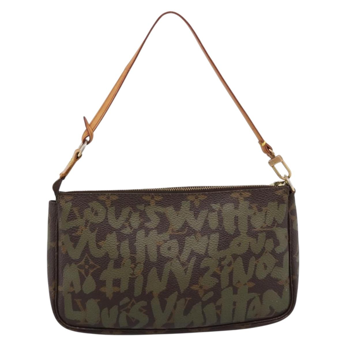 LOUIS VUITTON Monogram Graffiti Pochette Pouch Khaki M92191 LV Auth 206399A image 2
