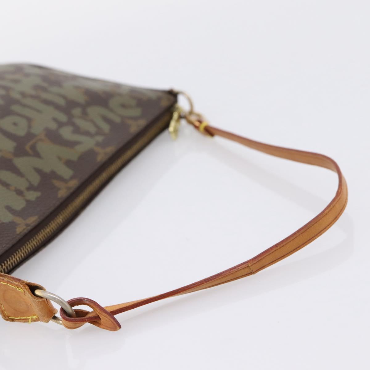 LOUIS VUITTON Monogram Graffiti Pochette Pouch Khaki M92191 LV Auth 206399A image 7