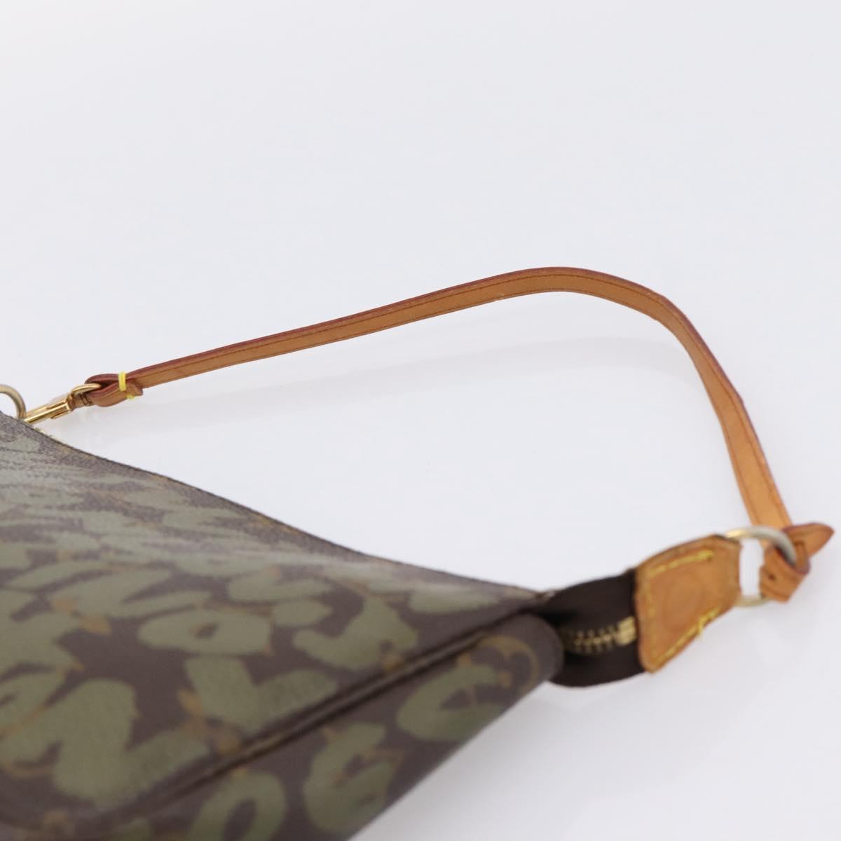 LOUIS VUITTON Monogram Graffiti Pochette Pouch Khaki M92191 LV Auth 206399A image 9