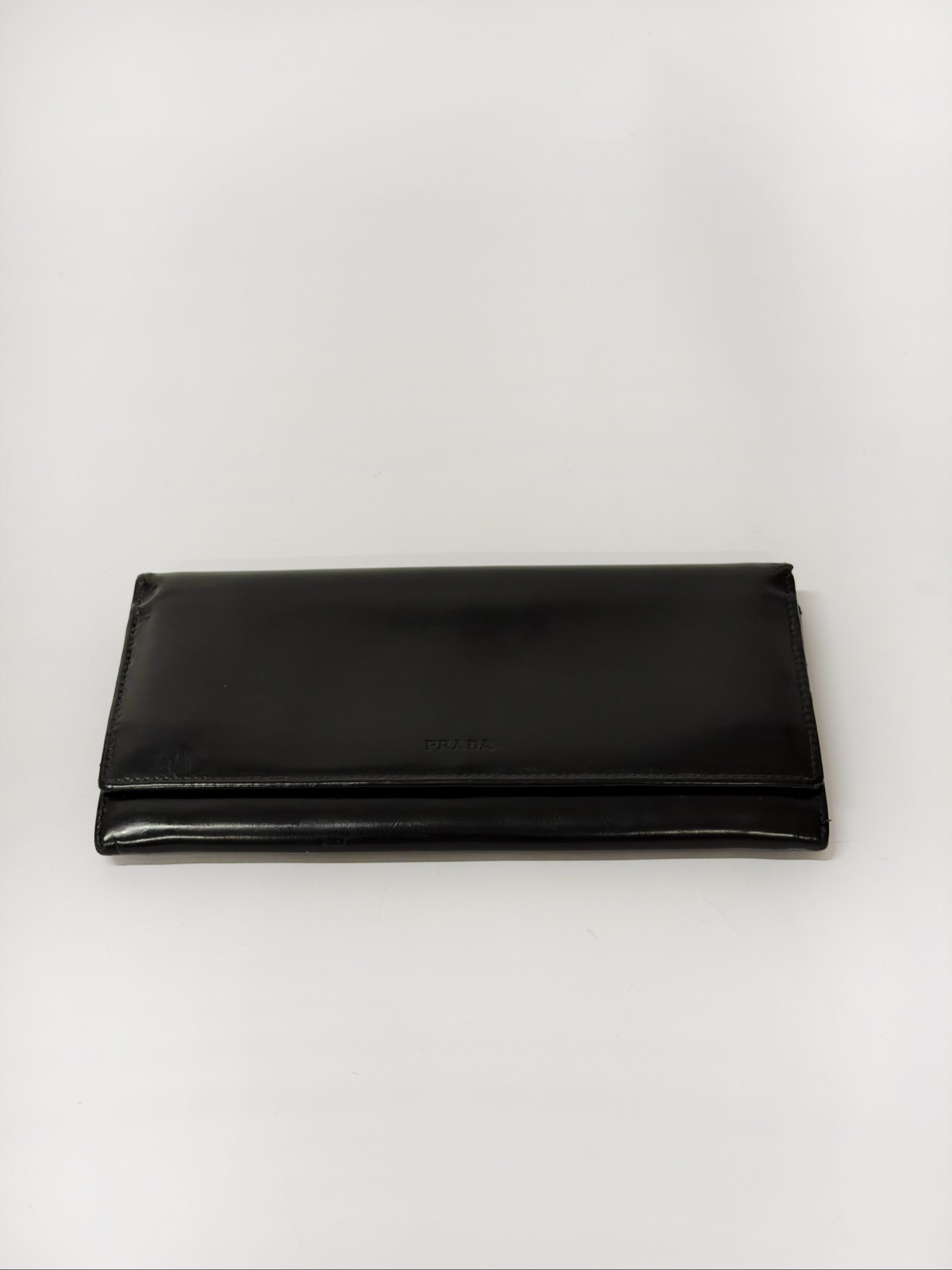Vintage Prada spazzolato black leather wallet